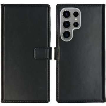 Selencia Echt Lederen Bookcase Samsung Galaxy S24 Ultra - Zwart