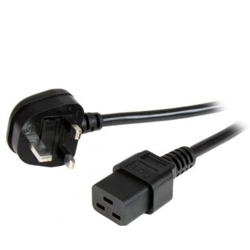 StarTech.com 2m UK Computer Stroomkabel, 16AWG, BS 1363 naar C19, 13A 250V, Zwart, AC Vervangkabel, UK Voedingskabel voor PC en Netwerk Apparatuur, UL-Listed (PXTUKC192M) - Voedingskabel