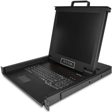 StarTech.com KVM Rack Console, Single Port VGA KVM met 17" LCD Scherm voor Server Rack, Complete Universele 1U LCD KVM Console met Kabels en Toebehoren, USB Support, 50000 MTBF (RKCONS1701) - KVM-console met KVM-schakelaar