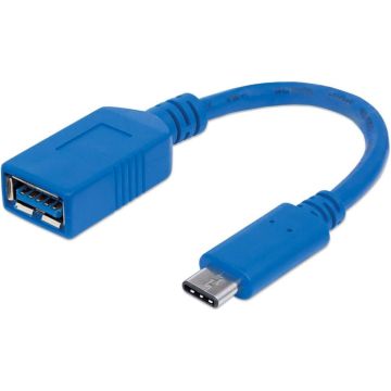 Manhattan USB Kabel 3.1 C -> A St/Bu 0.15m blauw