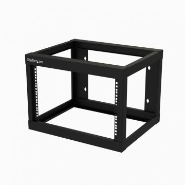 StarTech.com 6U 19" Wandmonteerbaar Netwerk Rack, Diepte 48cm (19"), 2 Post Open Frame Rack voor SwitchDataAVITCommunicatie Apparatuur met KooimoerenSchroevenLoop Tape, Cisco 2960 (RK619WALLO) - Rack open frame