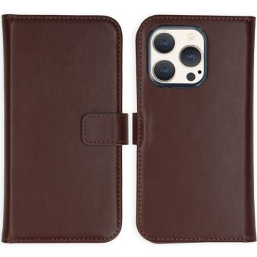 Selencia Echt Lederen Bookcase iPhone 15 Pro - Bruin
