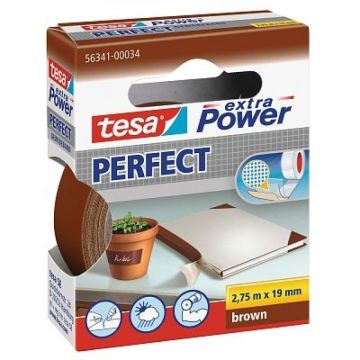 tesa extra Power Perfect Gewebeband 2,75m 19mm bruin