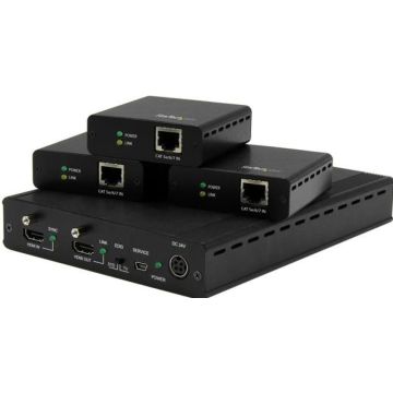 StarTech.com 3-Poorts HDBaseT Extender set met 3 ontvangers - 1x3 HDMI over CAT5 splitter