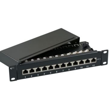 EFB Mini-Patchpanel STP 12xRJ45 Cat.6A,10"" 1HE,grijs