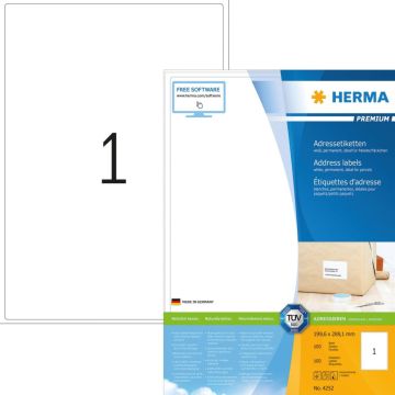 Herma 4252 Adress-etiketten wit 199,6x289,1 Premium A4 100 st.