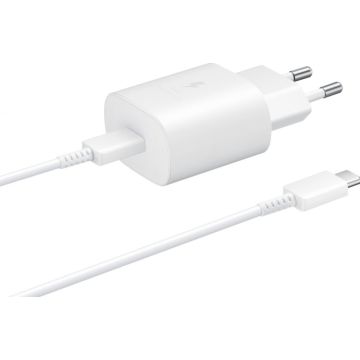 Samsung USB-C Snellader 25W + Kabel Wit - Netspanningsadapter
