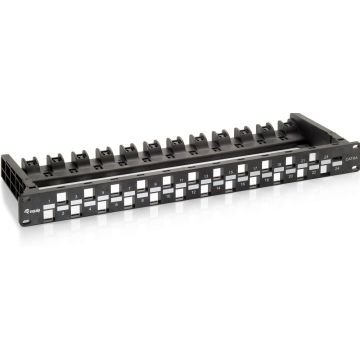 Equip 769225 Cat.6A Panel for 24 Keystone Jacks, unshielded, black