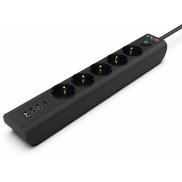 INCA stekker omlijsting IPW-44TU 5 Ste.,3 USB-A+1 Type-C,1,5m
