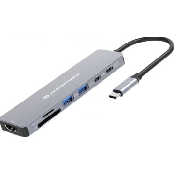 CONCEPTRONIC Dock USB-C->HDMI,2xUSB-A,2xUSB-C,SD,TF 0.25m