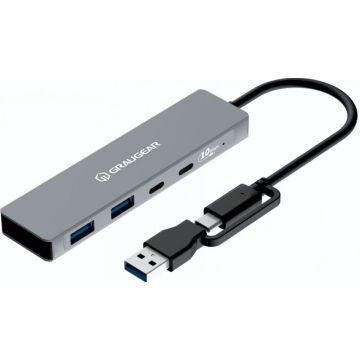 GRAUGEAR 10Gbps USB-HUB 4x USB 3.2, 2x Type-C en 2x Type-A