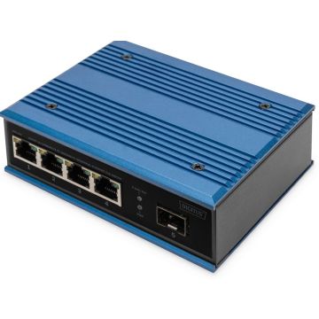 DIGITUS Switch Ind. 4-Port 10/100 30W PoE Unmanaged blau