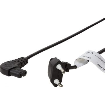 LogiLink Netzkabel Euro stekker90Â°IEC stekker90Â°0,75m bk