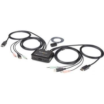 StarTech.com 2-poorts USB 4K 60Hz DisplayPort KVM switch met 1,2 m geïntegreerde kabels - OS onafhankelijk