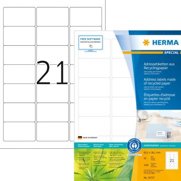 HERMA Etiketten A4 63,5x38,1 mm Rec.Blauer Engel 1680 St
