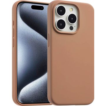 Accezz Liquid Silicone Backcover met MagSafe iPhone 15 Pro Max - Light Brown