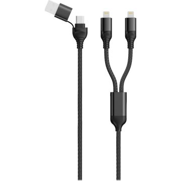 2GO USB / Type C Ladekabel DUO Lightning schwarz 120cm