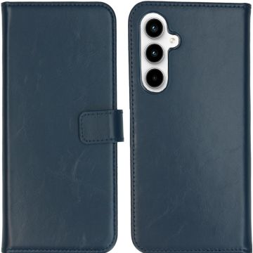 Selencia Echt Lederen Bookcase Samsung Galaxy A55 - Blauw