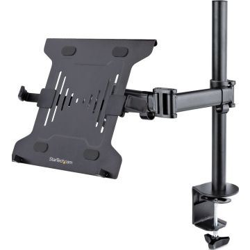 StarTech.com Laptop Desk Mount, Monitor and Laptop Mount for Desk, Displays 34in (8kg17.6lb) & Laptops (4.5kg9.9lbs), Adjustable & Articulating VESA Laptop Tray Arm - Desk Monitor Mount