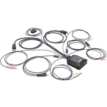 Eaton Tripp Lite series 2-Port DisplayPort 1.1USB KVM Switch with AudioVideo, Built-In Cables, USB Peripheral Sharing - KVM  audio  USB switch