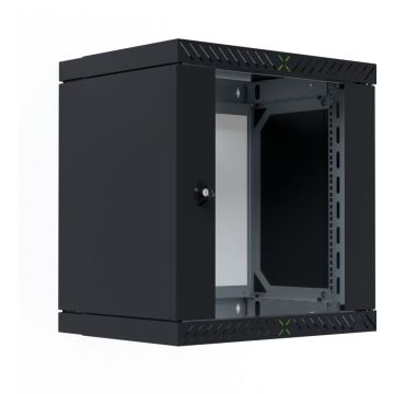 EFB 19" Wandgehäuse X-Rack mit Glastür 400-600mm 12HE schw.