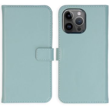 Selencia Echt Lederen Bookcase iPhone 15 Pro Max - Air Blue