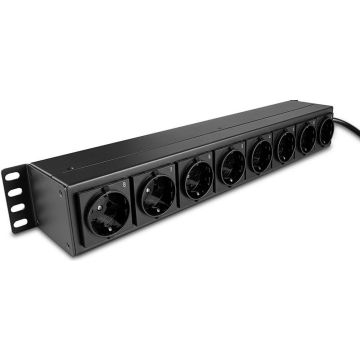 Lindy 1.5U 8 Way Schuko Sockets, Horizontal Rack 19'' PDU with switches