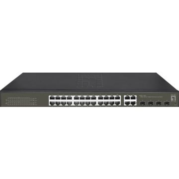 LevelOne Switch 24x GE GES-2128P 4xGSFP 19"" 380W 16xPoE+