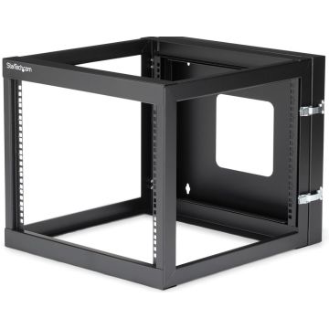 StarTech.com "8U Hinged Open Frame Wall Mount Network Rack - 4-Post 22"" Depth Swing Out Computer Equipment Rack