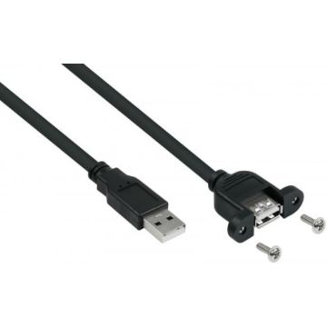 kabelmeister USB2.0 verleng A-St.-Einbaub.A zwart. 0,5m
