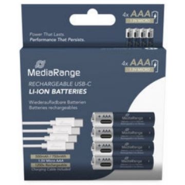 MediaRange batterij wiederaufl. USB-C Li-ION AAA 1,5V 4St.