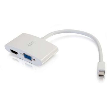 C2G 8in Mini DisplayPort Male to HDMI or VGA Female Adapter Converter - White