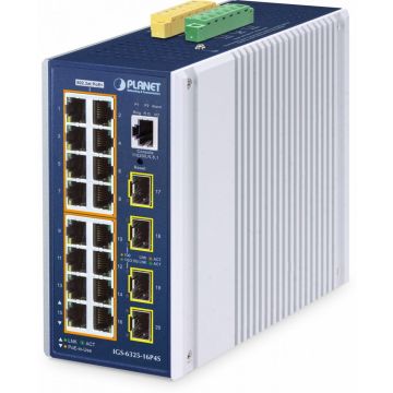 PLANET Industrial 16-Port 10/100/1000T + 4 1G/2,5 SFP POE
