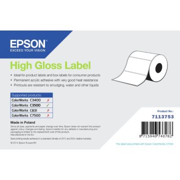 HIGH GLOSS LABEL DIE-CUT ROLL 102MM X 51