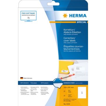 Herma 4230 Etiketten wit correctie/afdek 210x297 A4