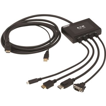 Eaton Tripp Lite Series Multiport Presentation Adapter, 4K 60Hz w HDR, 4x1, HDMIDisplayPortUSB-CVGA to HDMI, HDCP2.2, PD Charge, 8ft - Videoadapter
