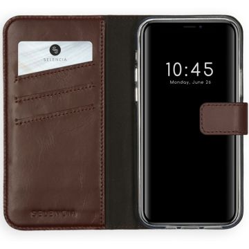 Selencia Echt Lederen Bookcase iPhone 12 Pro Max - Bruin
