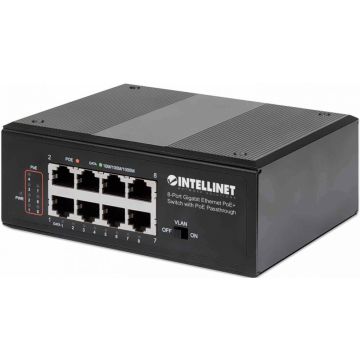 INTELLINET 8-Port PoE+ Gigabit Switch mit PoE-Passthrough