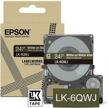 Epson LabelWorks LK-6QWJ - Wit op mat kaki