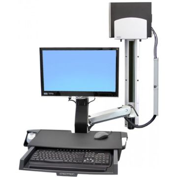 Ergotron StyleView - Bevestigingskit (CPU-houder, 2 railbedekkingen, 2 kabelkanalen, bevestiging muur, muisplank, polssteun, VESA-adapter, toetsenbordplateau, verstelbare monitorarm, wandgeleider 34", streepjescodelezer en muishouder)