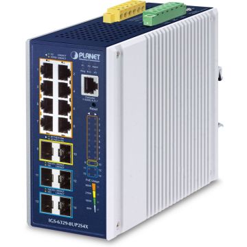 PLANET Industrial 8-Port GE 802.3bt PoE++ IGS-6329-8UP2S4X