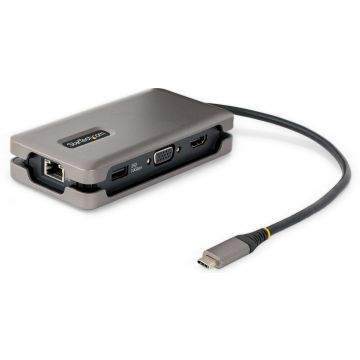 StarTech.com USB-C Multiport Adapter, HDMIVGA, 4K 60Hz Video, 3-Port USB Hub, 100W Power Delivery Pass-Through, GbE, USB Type-C Travel Dock w Charging, 1ft30cm Wrap-Around Cable - Mini Laptop Docking Station (DKT31CVHPD3)