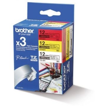 Brother TZe-31M3 - Zwart op rood, zwart op wit, zwart op geel
