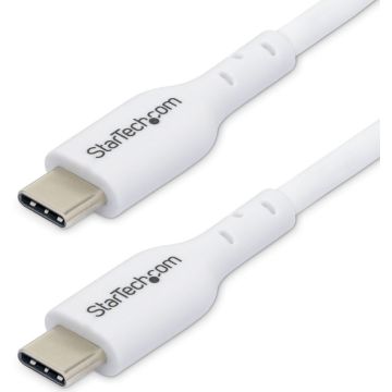 StarTech.com 2m (6.6ft) White USB-C Charging Cable, USB C Cable, USB 2.0 Type-C Laptop Charger Cord, 60W 3A Power Delivery, TPE Jacket, USB-C Data Transfer Cable, MM - USB-kabel