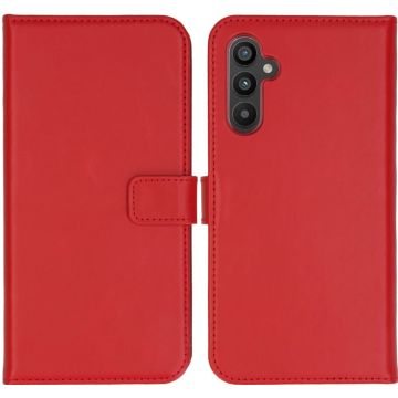 Selencia Echt Lederen Bookcase Samsung Galaxy A34 (5G) - Rood