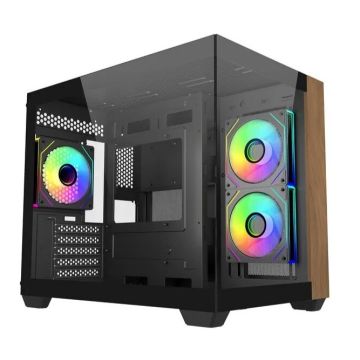 Cooler Master Elite 481 Wood Black - Mini-Tower
