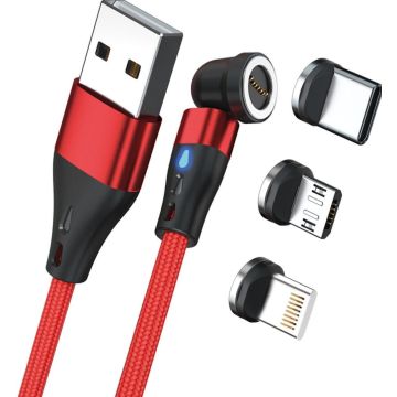 RealPower Magnetic cable 3 Amp,2m,rood met adapters
