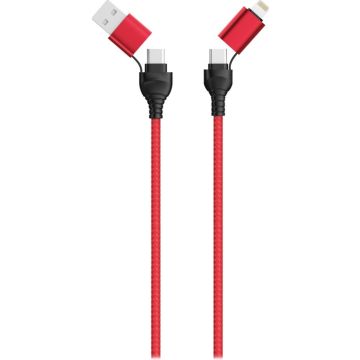 2GO USB / Type C Datenkabel 4in1 rot 120cm