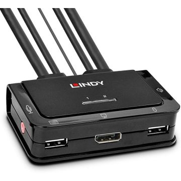 Lindy 2 Port DisplayPort 1.2, USB 2.0 KVM Switch met Audio