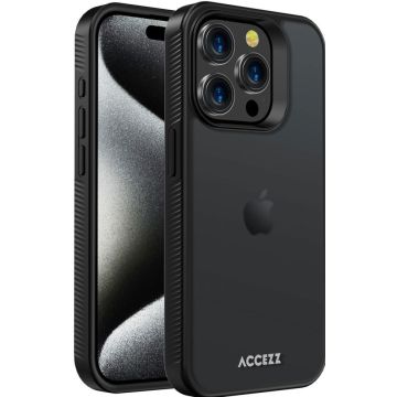Accezz Rugged Frosted Backcover iPhone 15 Pro - Zwart